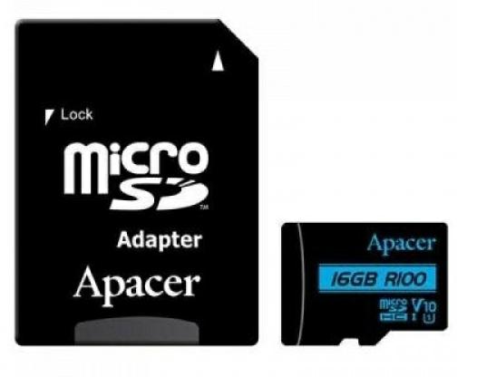 AP16GMCSH10U5-R, Карта памяти APACER microSDHC UHS-I U1 Class10 R85 16GB w/Adapter