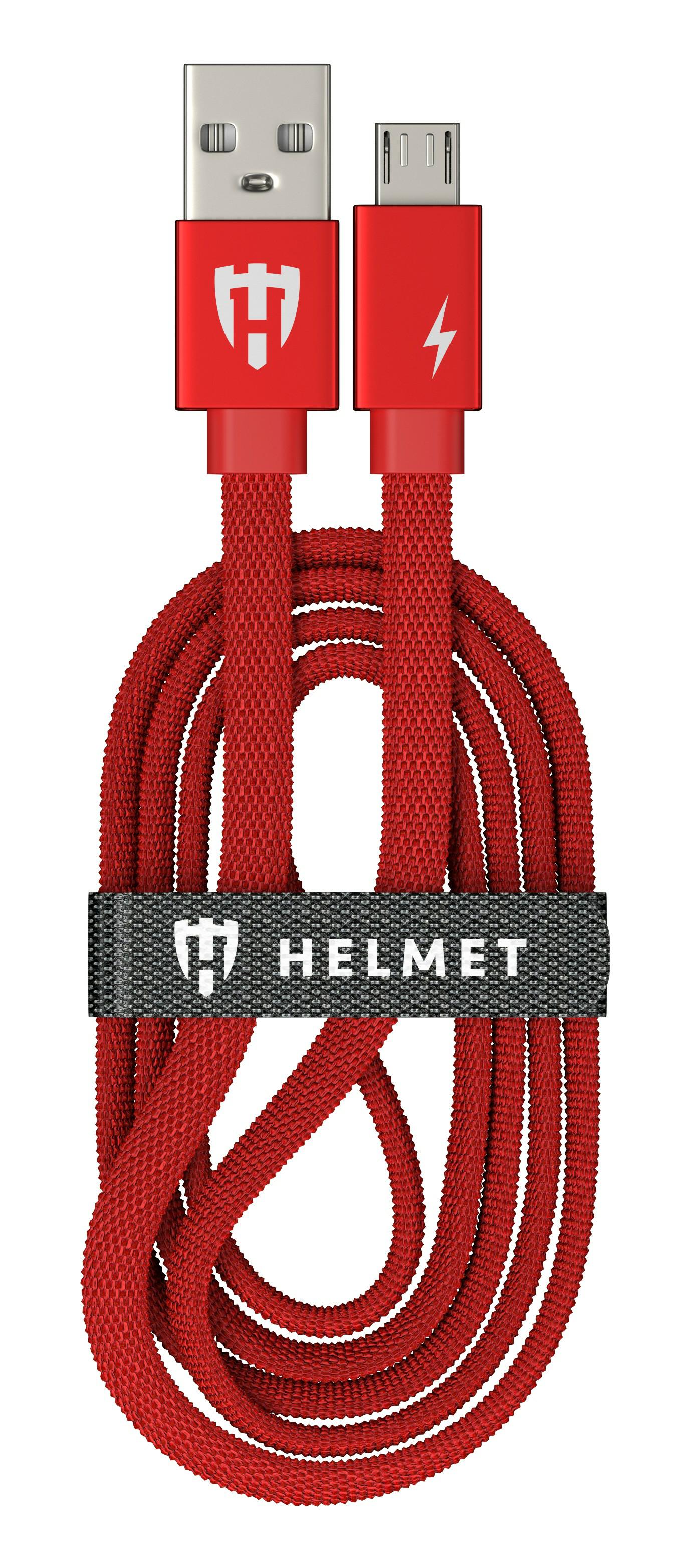 HL-CF222RD, Зарядный кабель для Android HELMET Kevlar Flat Micro USB Cable 1m Red