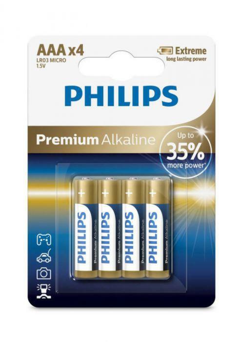 LR03 Premium Alkaline, Батарейка Philips Premium Alkaline AAA B4 (4 шт.),

