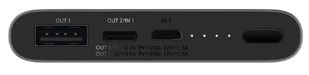 PLM12ZM, Аккумулятор внешний Xiaomi MI Power Bank 3 10000 mAh USB-C (Black),
Аккумулятор внешний Xiaomi MI Power Bank 3 10000 mAh USB-C (Black)
Цвет товара: Черный
Общие характеристики
Емкость: 10000 мА*ч (37 Вт*ч)
Одновременная зарядка двух устройств: есть
Поддержка быстрой зарядки: есть
Вход
Разъем: micro USB или USB Type-C
Напряжение: 5, 9, 12 В
Ток: 1.5-3 А
Выход
Максимальный ток: 3 А
Разъемы: USB, USB Type-C
Максимальный ток на USB: 2.4 А
Максимальный ток на USB Type-C: 3 А
Переходник на micro USB: есть
Переходник на USB Type-C: есть
Батарея
Тип: Li-Polymer
Напряжение: 3.7 В
Дополнительно
Защита от короткого замыкания: есть
Защита от перегрузки: есть
Защита от перегрева: есть
Индикатор заряда: есть
Материал корпуса: металл
Размеры: 71.2x147x14.2 мм
Вес: 223 г
Комплектация: кабель USB A - micro USB, переходник на USB Type-C