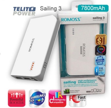 Sailing 3, Аккумулятор внешний 7800 mAh,
Аккумулятор внешний  7800 mAh
Capacity: 7800mAh (Cell brand: Samsung)
Input: DC5V 2.1A
Output1: DC5V 1A      
Output2: DC5V 2.1A 
Size:~L101*W61*H21mm ( ~L3.98*W2.4*H0.83 inches )
Weight: 193g/ 6.8oz           
Colour:white
Support device: tablet, mobile phones, smart phones, MP3, other digital products with DC5V input.