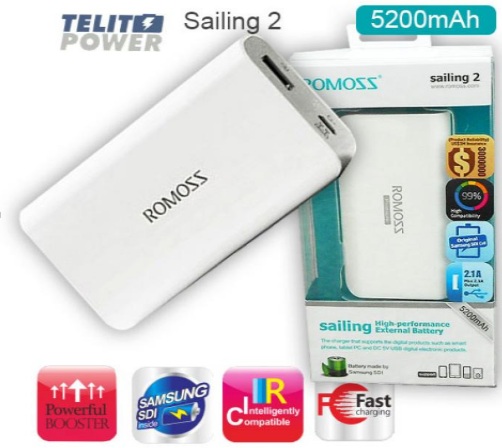 Sailing 2, Аккумулятор внешний 5200 mAh,
Аккумулятор внешний 5200 mAh
Capacity: 5200mAh (Cell brand: Samsung)
Input: DC5V 2.1A
Output: DC5V 2.1A   
Size:~L89.5*M48.5*H21 mm (~L3.52*W1.91*H0.83 inches )
Weight: 128g/ 4.51oz         
Colour:white
Support device: mobile phones, smartphones, MP3, other digital products with DC5V input.