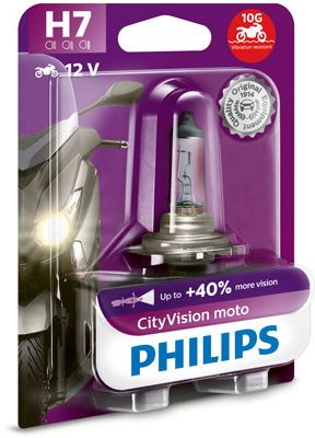 12972CTVBW, Лампа H7 CityVision Moto +40% 12V 55W PX26d
