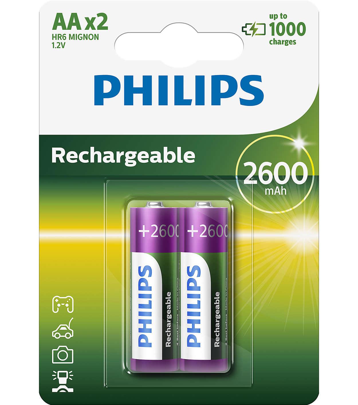R6 MULTILIFE B2, Батарейка Philips Rechargeable 2600 mAh AA B2 (2 шт.),
