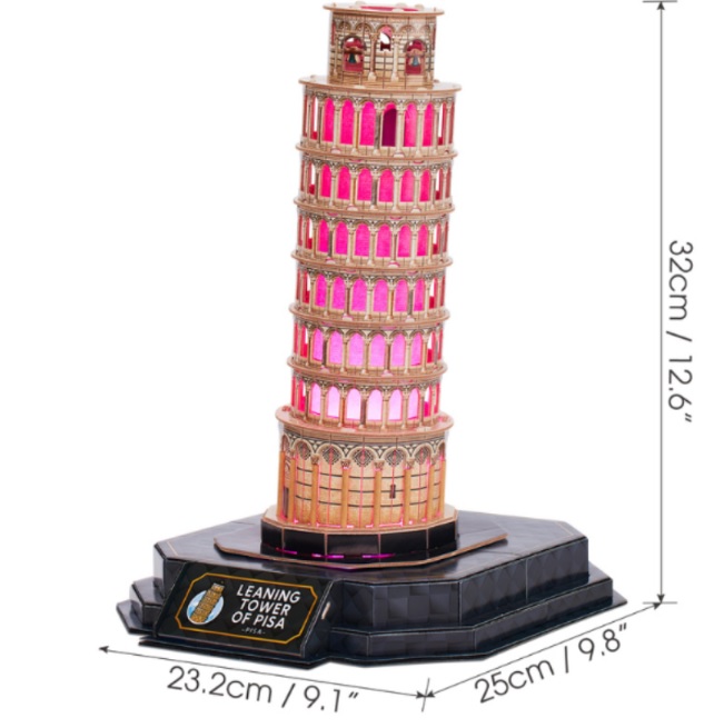 L535h, Пазлы 3D Пизанская башня” со светодиодной подсветкой, 42 элемента,
Пазлы 3D Пизанская башня” со светодиодной подсветкой, 42 элемента (3 цвета в ассортименте)
Размер товара 23,2 х 25 х 32 см
Дополнительная информация   светодиодная подсветка
Тип батареи 2 x типа AA (не включены)
Материал картон и пенополистирол
Размер коробки 33 x 23 x 6 см