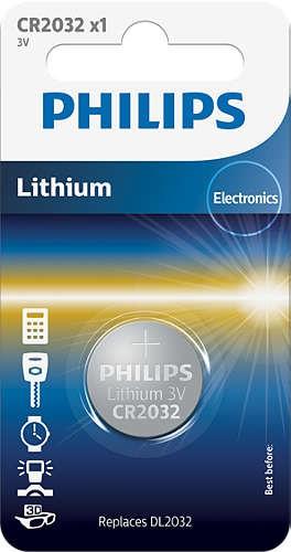 CR2032 3.0V, Baterie philips lithium 3.0v coin 1-blister (20.0 x 3.2) (1 шт.)